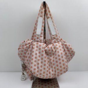 See By Chloe Rose Polka Dot Pink White Nylon Slouchy Shoulder Bag O/S